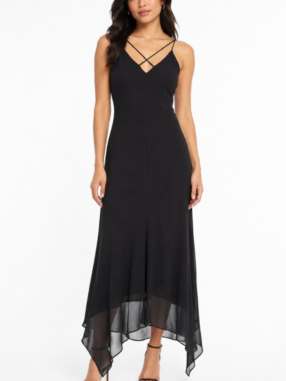 Calvin Klein Black Crossback Maxi Dress Women’s Size 4 Strappy Formal Dress